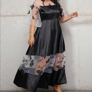 BloomChic Butterfly Embroidery Contrast Mesh Dress